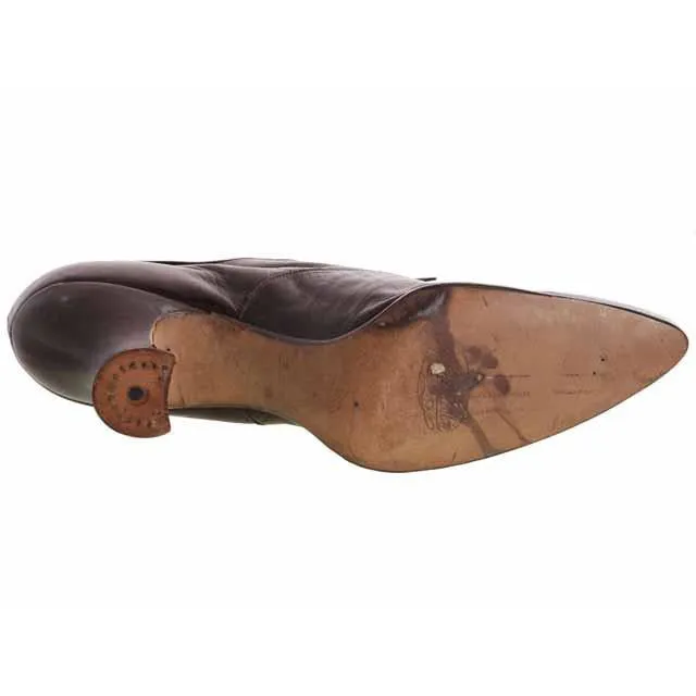 Vintage Brown Leather Ladies Shoes Louis Heels Oxfords S 7-7.5 Edwardian-1920