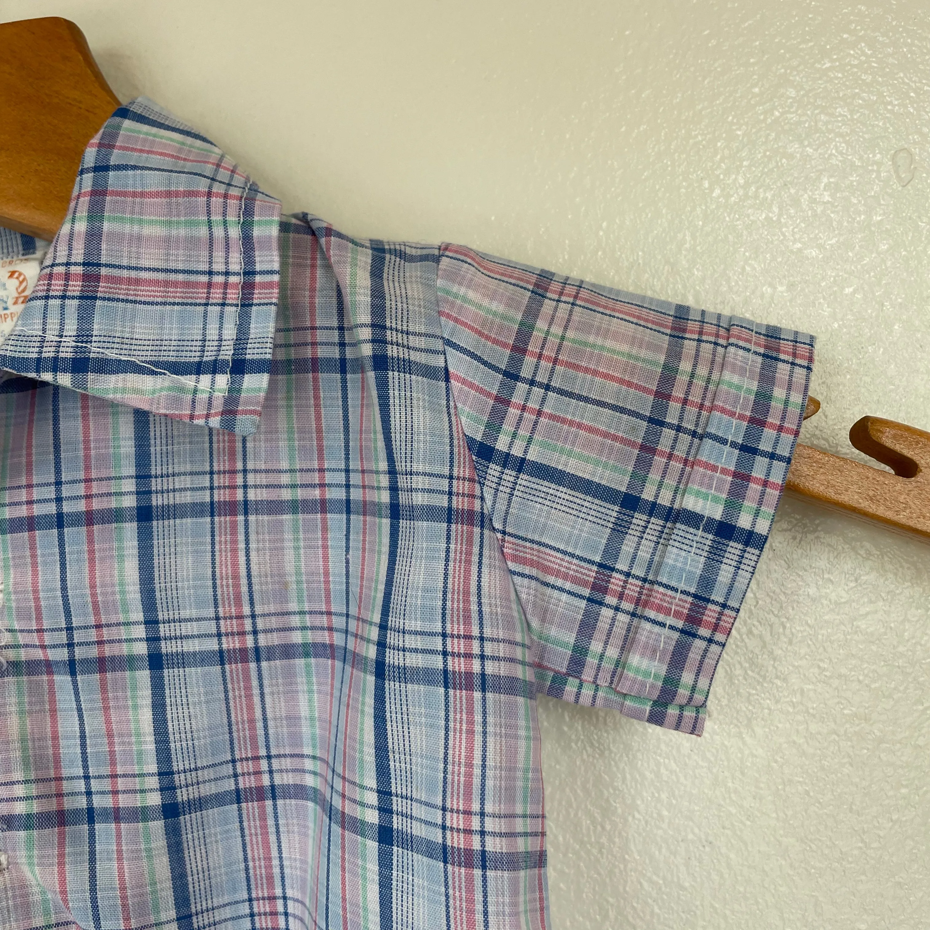 Vintage Catton Candy 70s 80s Plaid button front Oxford // (HT2362)