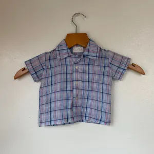 Vintage Catton Candy 70s 80s Plaid button front Oxford // (HT2362)