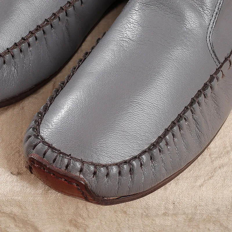 Vintage Hand Stitched Genuine Leather Boots Soft and Comfortable Women's Shoes