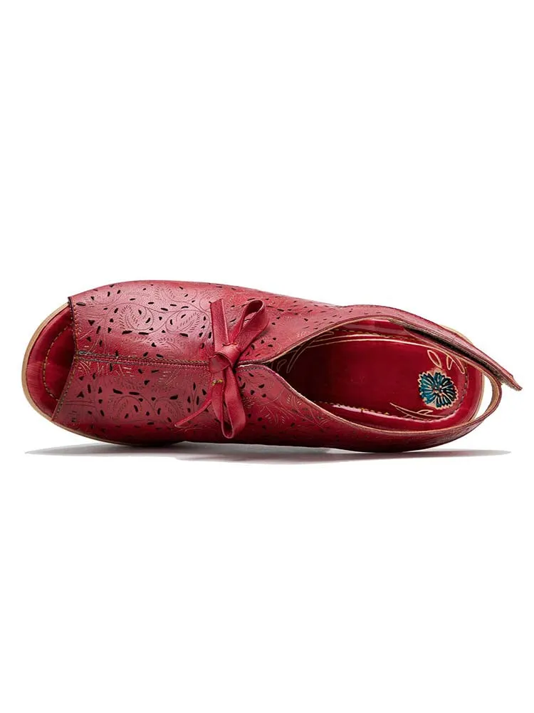 Vintage Handmade Fish Mouth Hollow Sandals