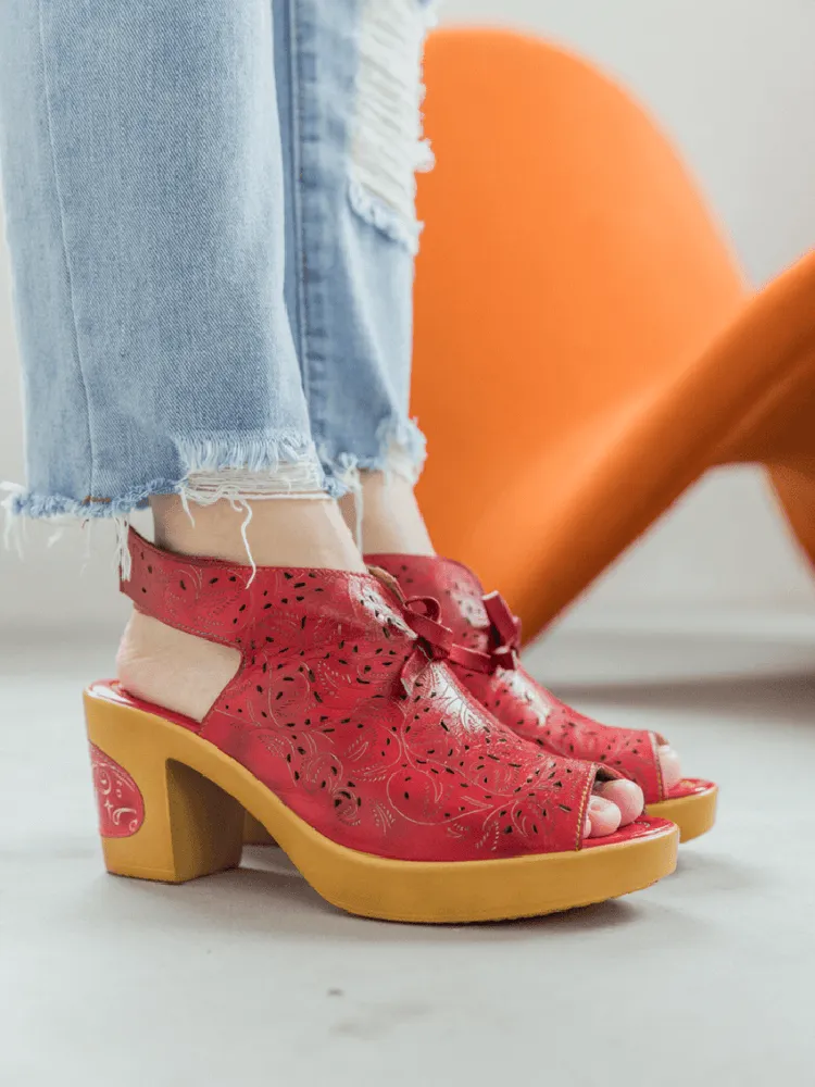 Vintage Handmade Fish Mouth Hollow Sandals