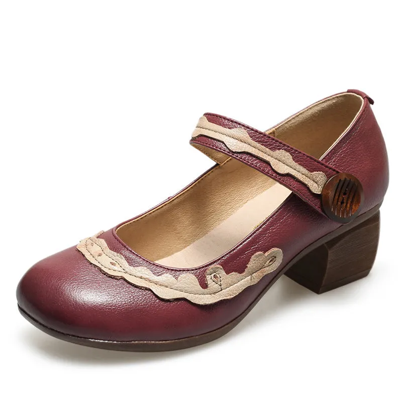 Vintage Handmade Leather Women's Shoes Comfortable Mary Janes Shoes