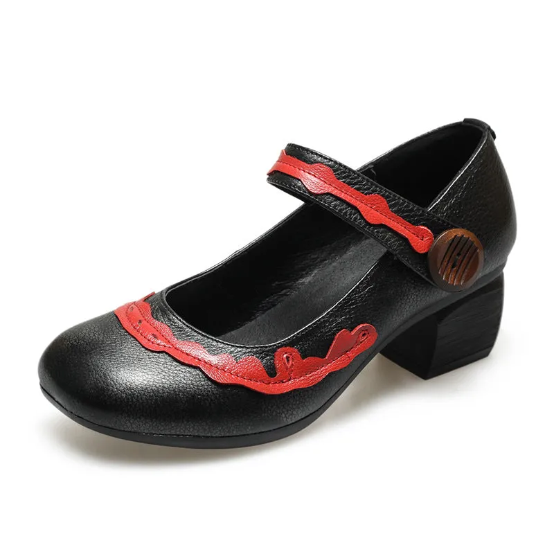 Vintage Handmade Leather Women's Shoes Comfortable Mary Janes Shoes