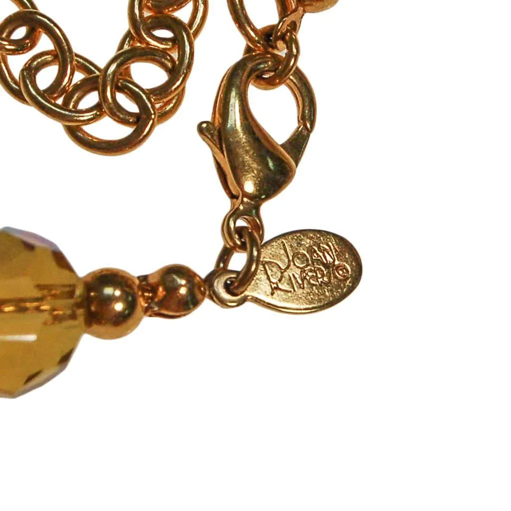 Vintage Joan Rivers Leopard Print and Crystal Bead Necklace