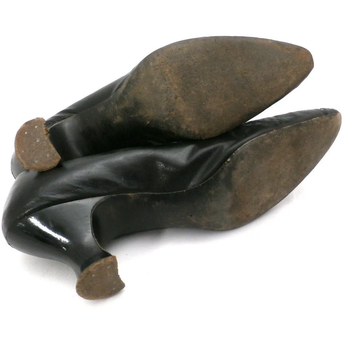 Vintage Ladies Black Leather Pumps  Size 6 Frank Bros Fifth Ave 1920s
