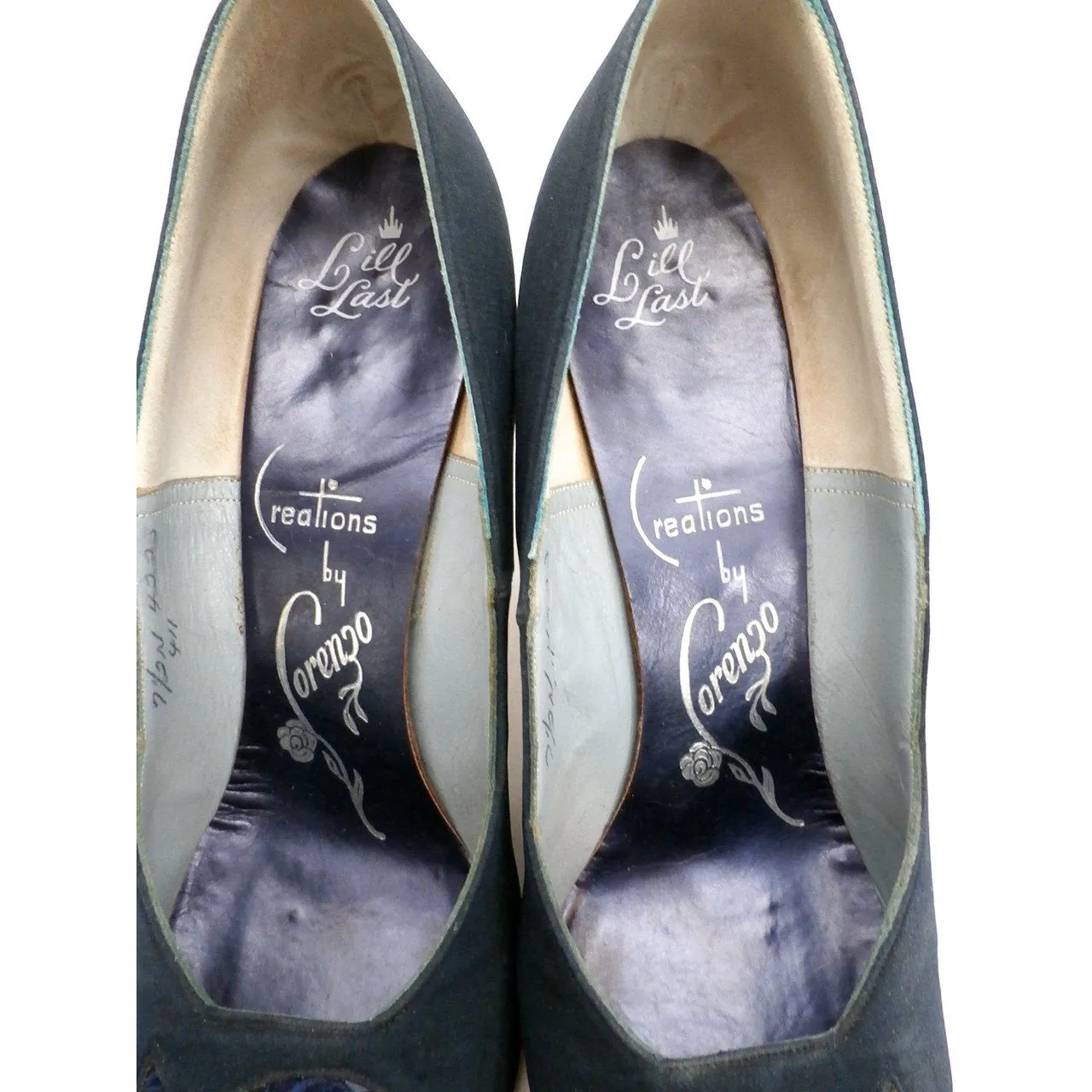 Vintage Midnight Blue Silk Pumps Lorenzo 1950S 7.5N