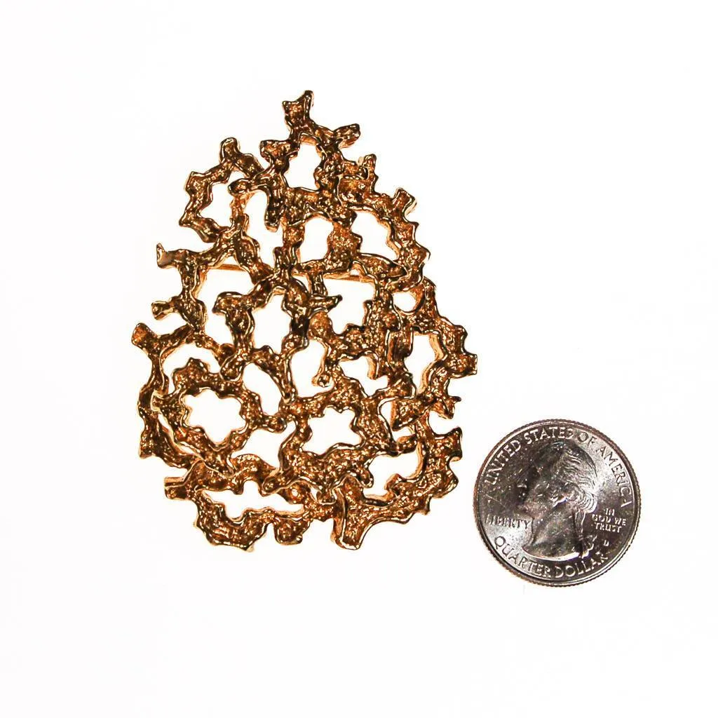 Vintage Panetta Brutalist Modern Gold Tone Brooch, Pendant