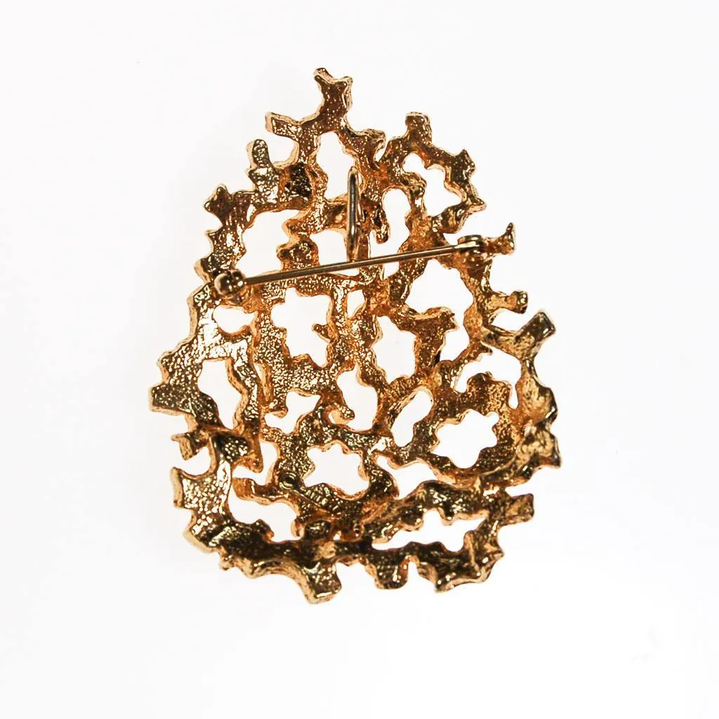 Vintage Panetta Brutalist Modern Gold Tone Brooch, Pendant