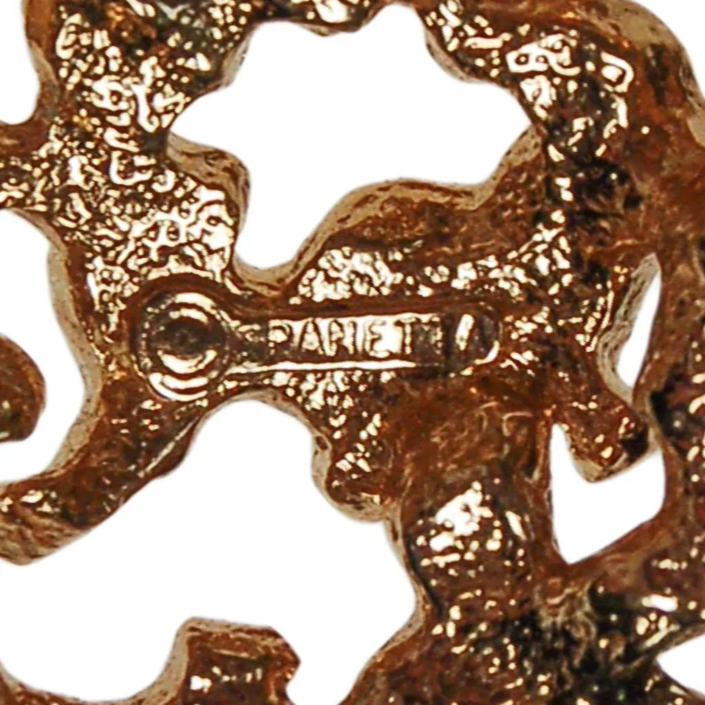 Vintage Panetta Brutalist Modern Gold Tone Brooch, Pendant
