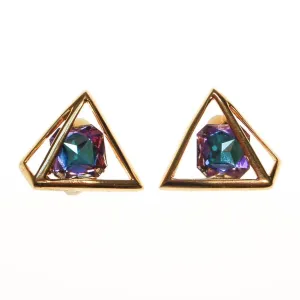 Vintage Piscitelli Prism Rhinestone Statement Earrings