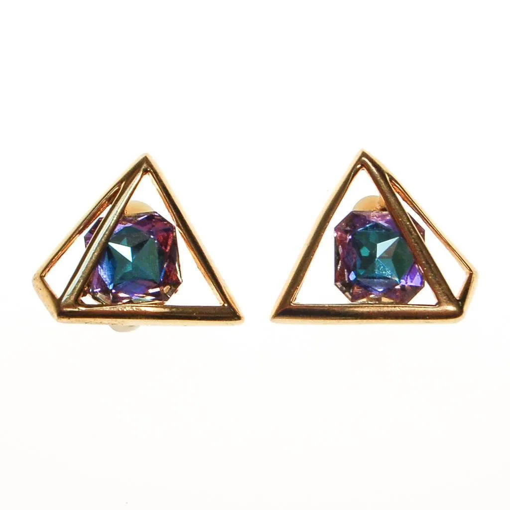 Vintage Piscitelli Prism Rhinestone Statement Earrings