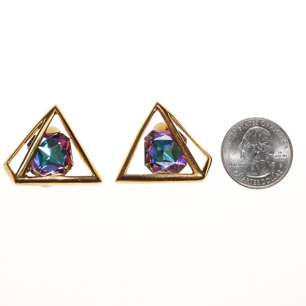 Vintage Piscitelli Prism Rhinestone Statement Earrings