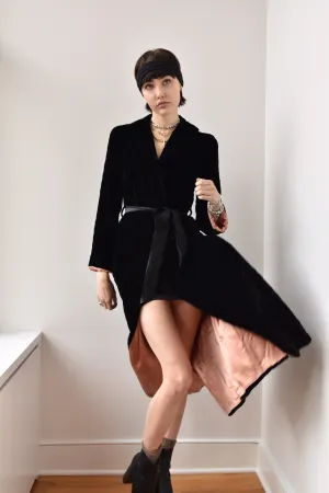 Vintage Quilted 1970’s Velvet Coat with Rose Satin Lining