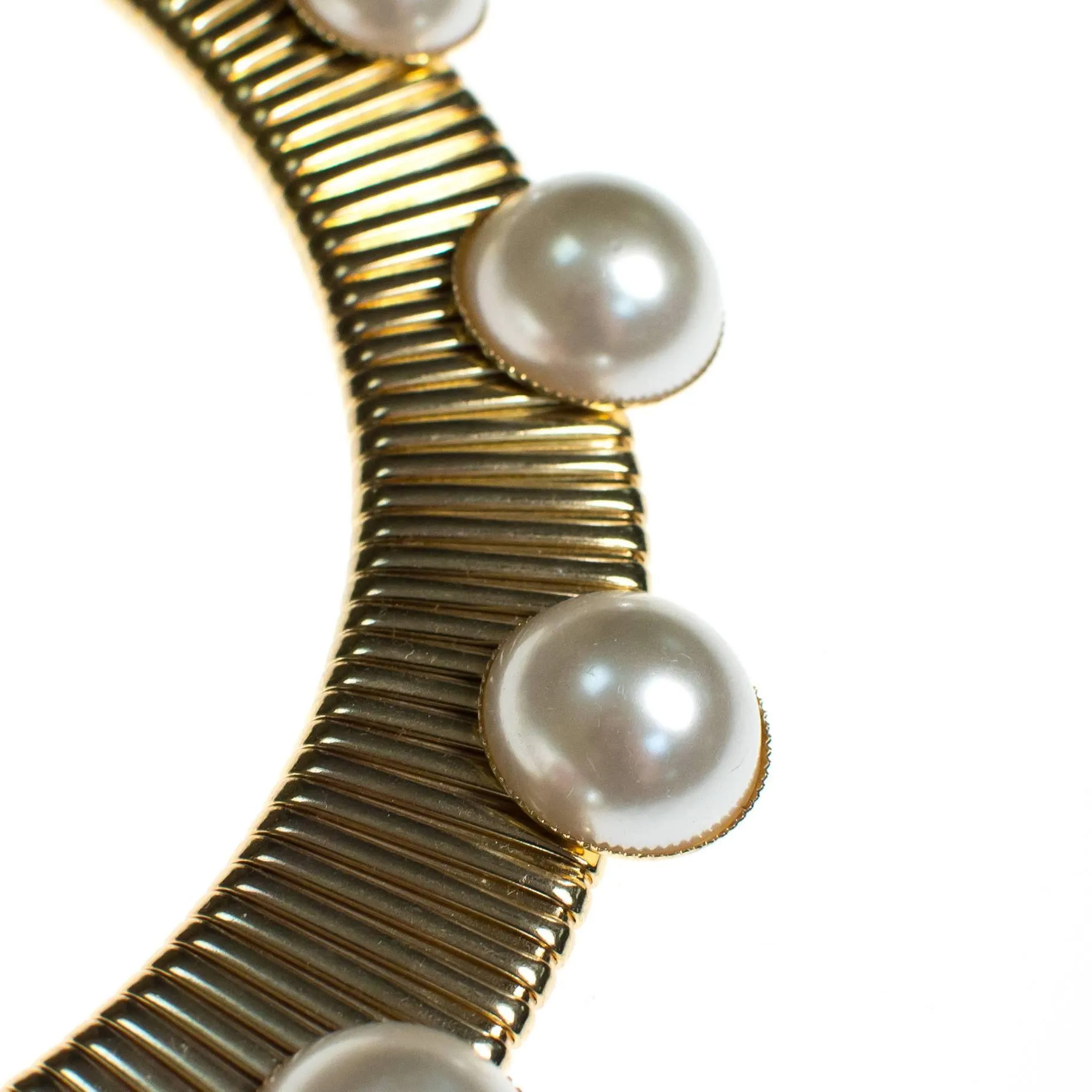 Vintage RJ Graziano Pearl and Gold Collar Necklace