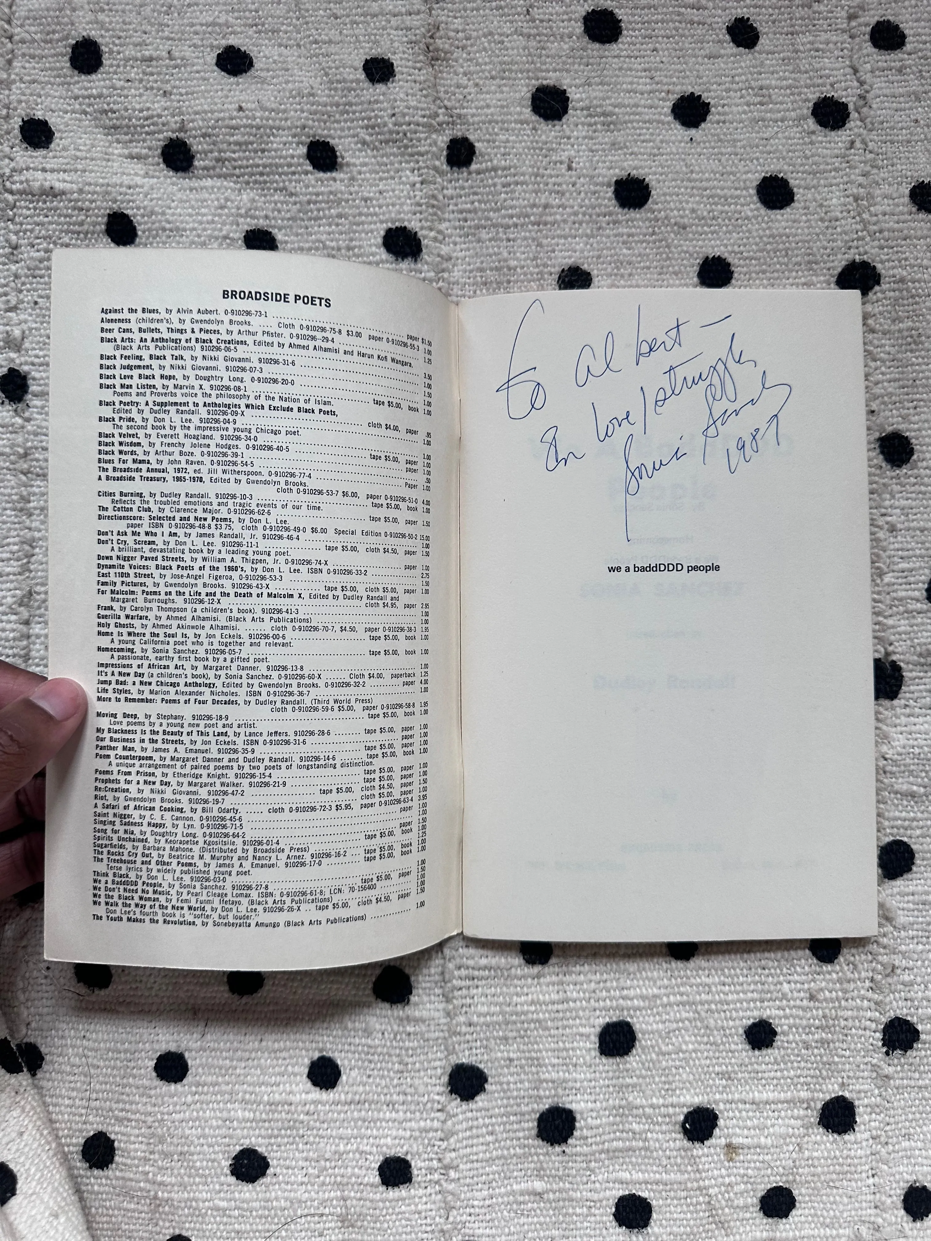 Vintage SIGNED "We A BaddDDD People" by Sonia Sanchez (First Edition, 1973)