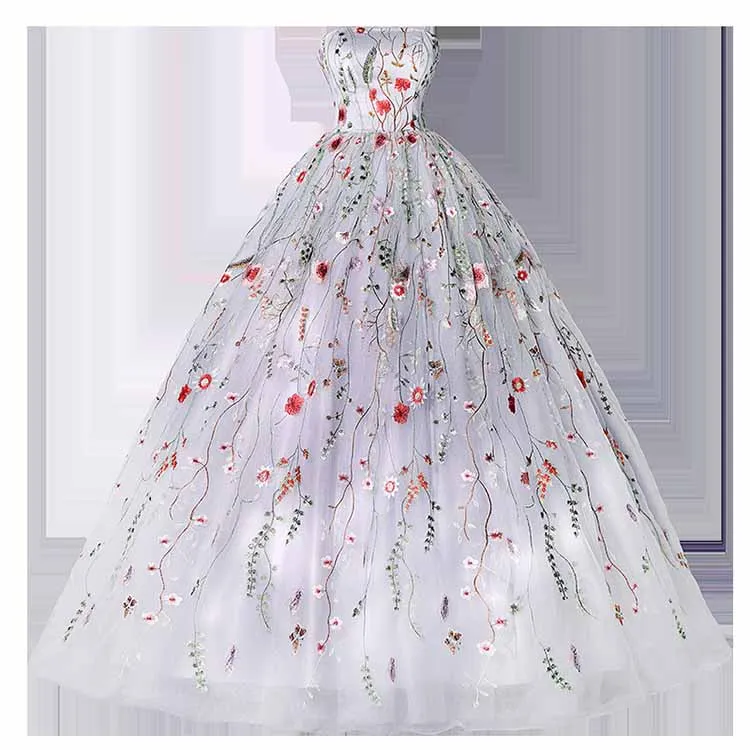 Vintage Sweetheart Embroidery Tulle Prom Dress Ball Gowns