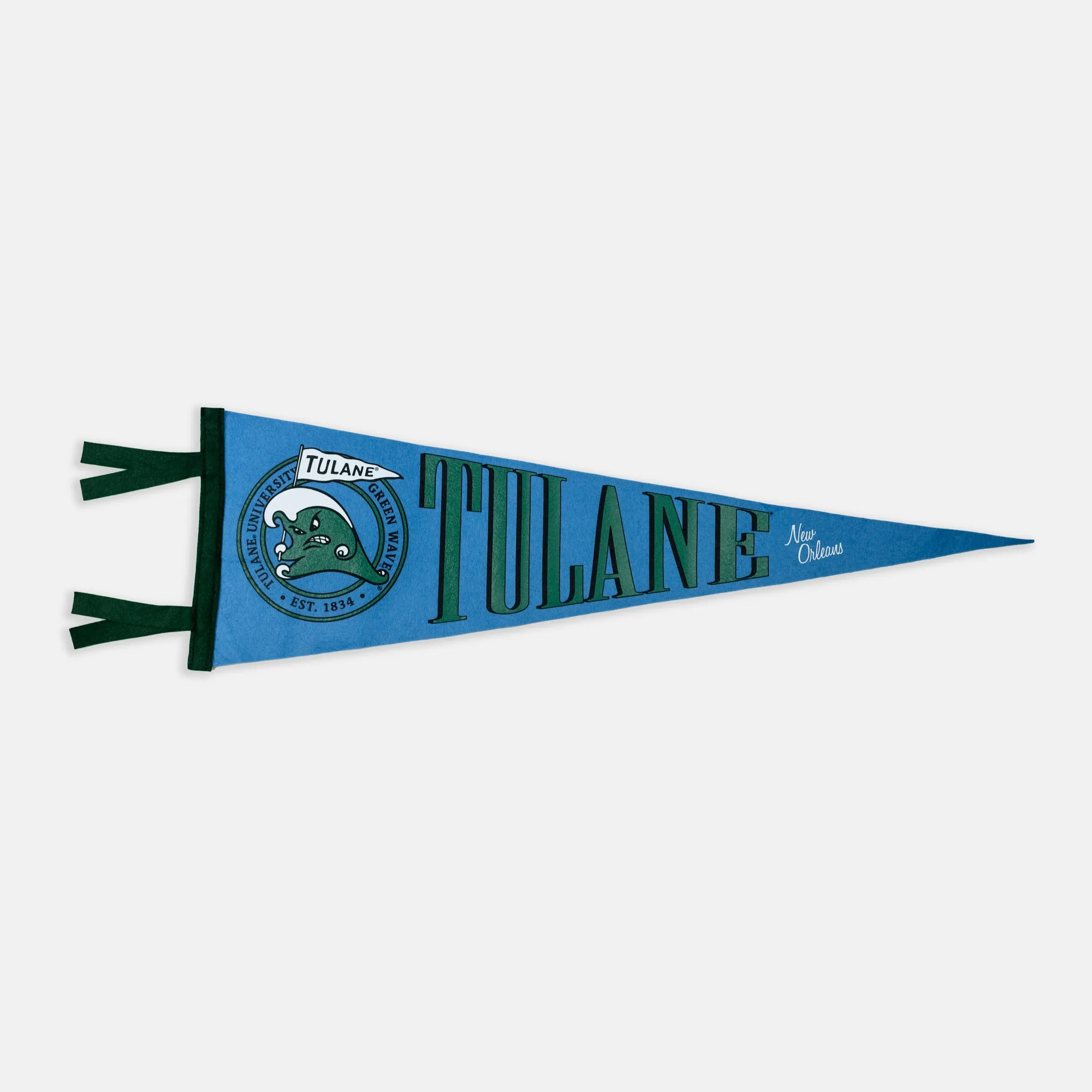 Vintage Tulane Green Wave Logo Pennant