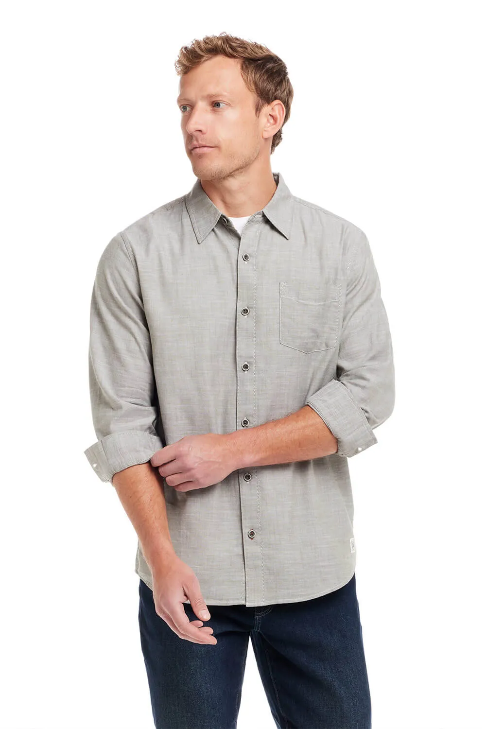 Weatherproof Vintage Winter Oxford Button Down Shirt for Men in Winter Moss | F2485808GK-WINTER MOSS