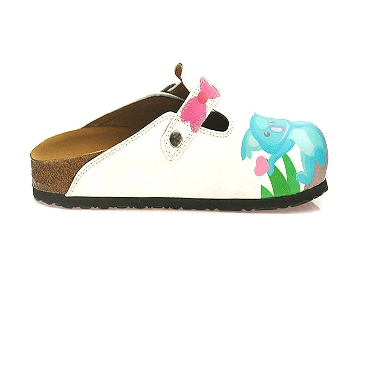 White and Pink Bow Pattern, White, Pink, Blue Colored Koala Patterned Clogs - WCAL333