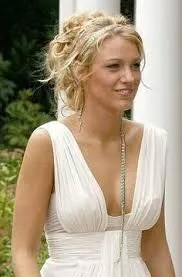 White Blake Lively Dress V Neck Prom Dress