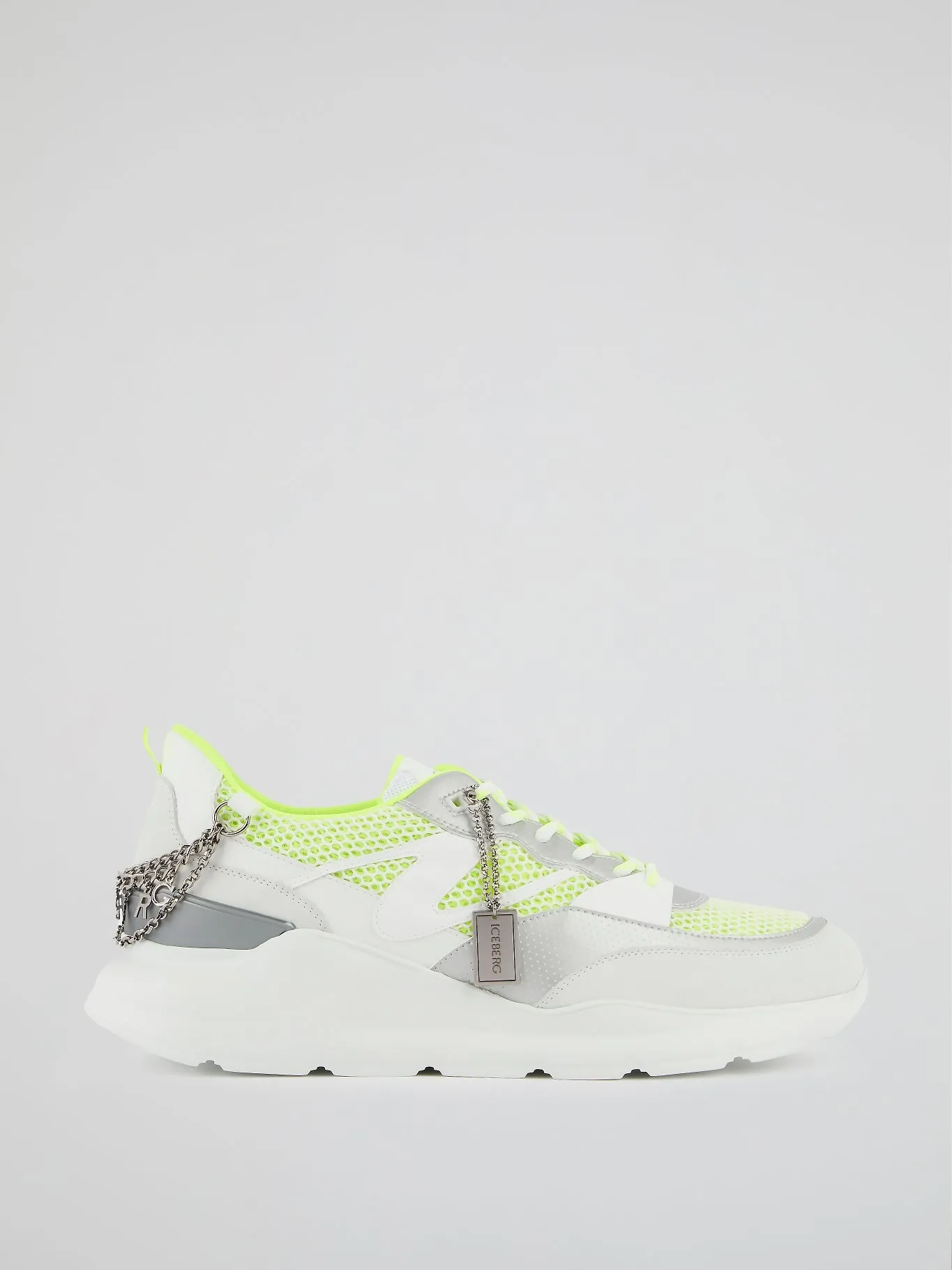 White Chain Embellished Chunky Sneakers