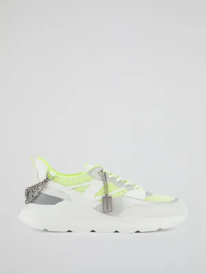White Chain Embellished Chunky Sneakers