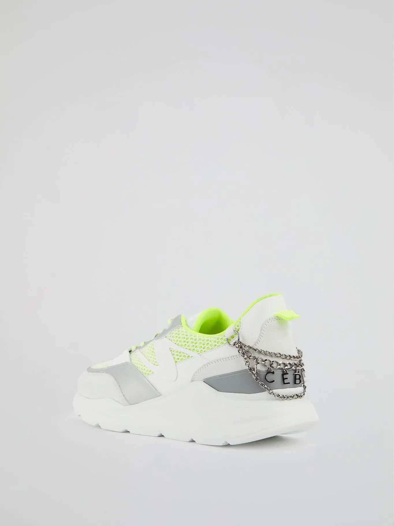 White Chain Embellished Chunky Sneakers