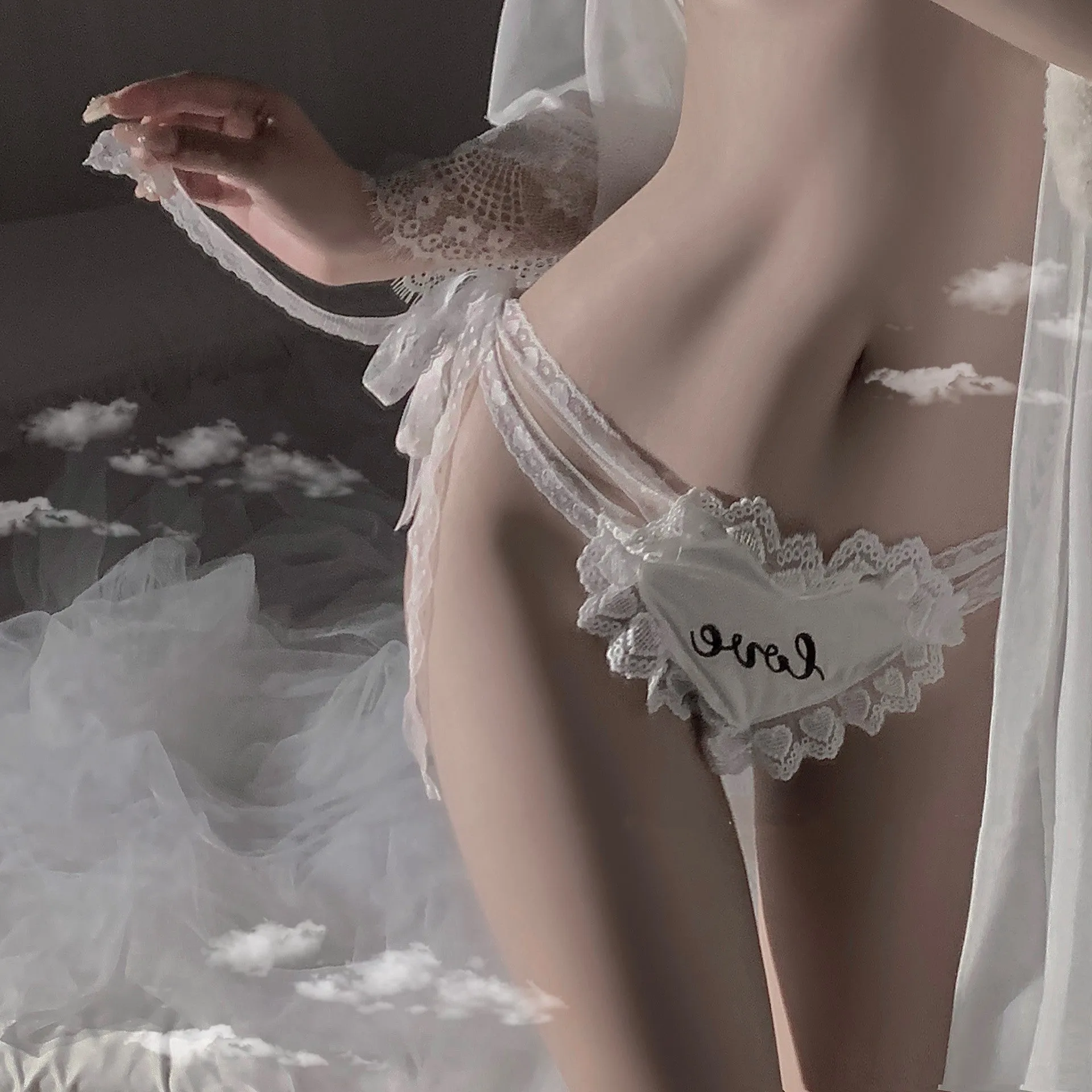 White Lace Up Panties  KF70037