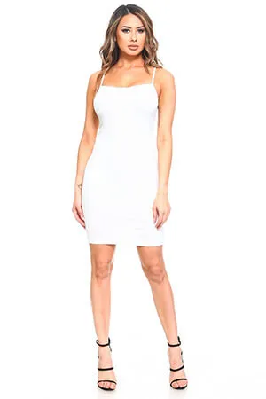 White Seamless Cami Slip Dress