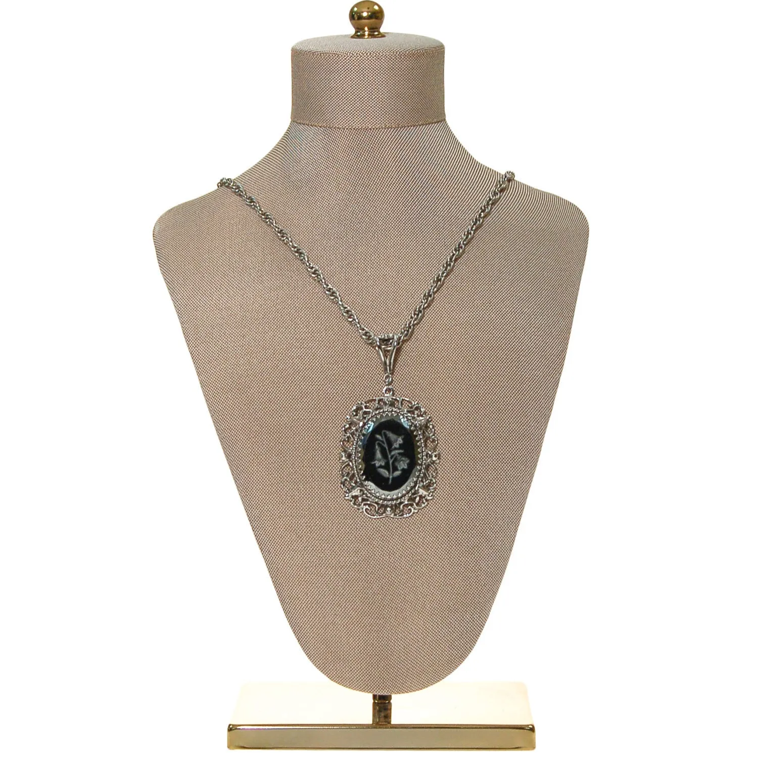 Whiting and Davis Hematite Carved Flower Statement Necklace