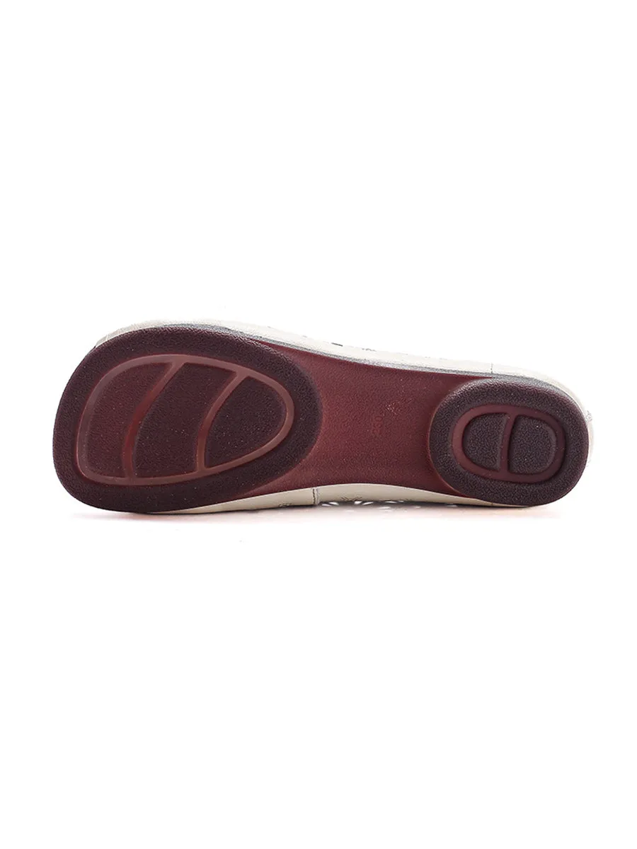 Women Summer Ethnic Flower Leather Spliced Shoes