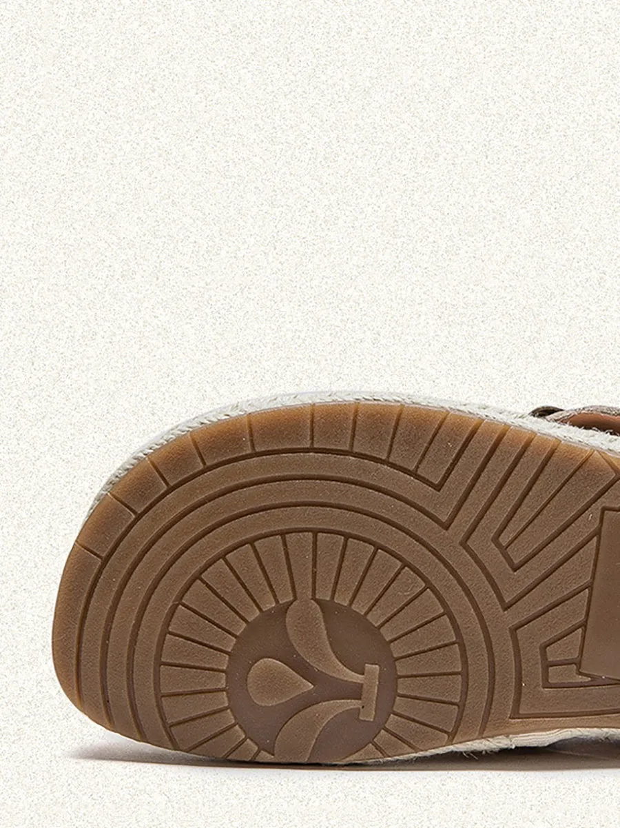 Women Summer Weave Leather Spliced Slippers