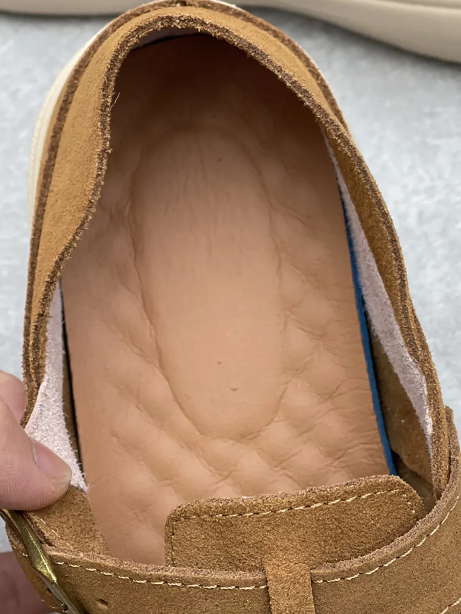 Women Vintage Summer Genuine Leather Hollow Out Flat Shoes