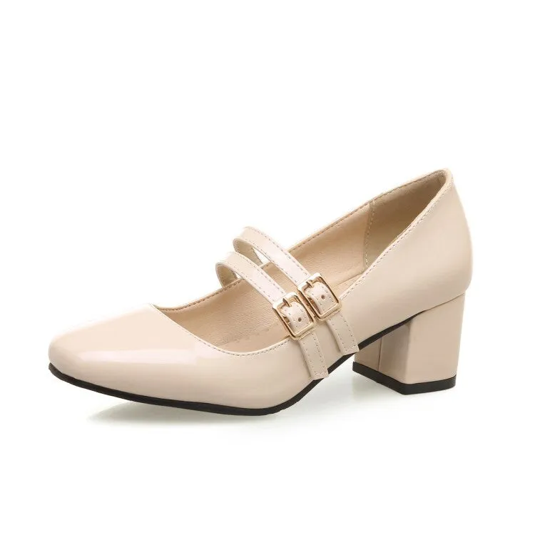 Women's Ankle Strap Mary Jane Block Heel Sandals