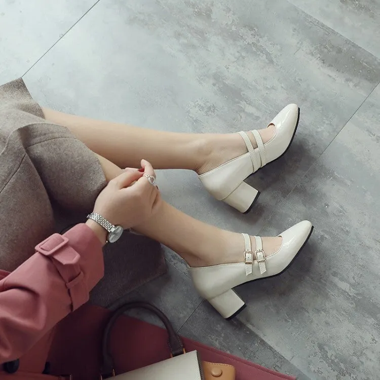 Women's Ankle Strap Mary Jane Block Heel Sandals