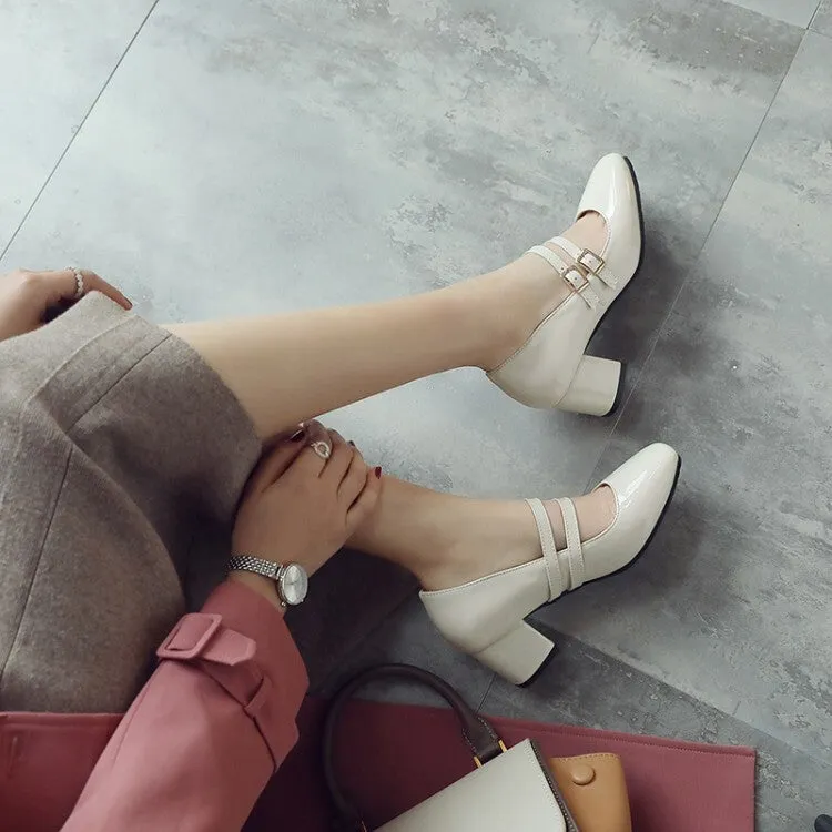 Women's Ankle Strap Mary Jane Block Heel Sandals