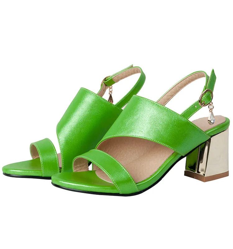 Women's Ankle Straps Sandals Chunky Heels Shoes 7883