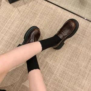 Women's Genuine Leather Loafers Thick Sole Soft Sole Vintage Shoes