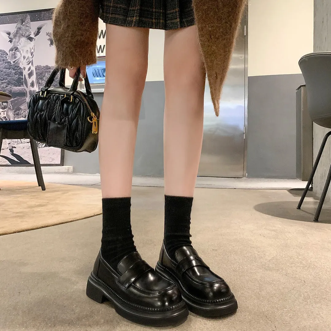 Women's Genuine Leather Loafers Thick Sole Soft Sole Vintage Shoes