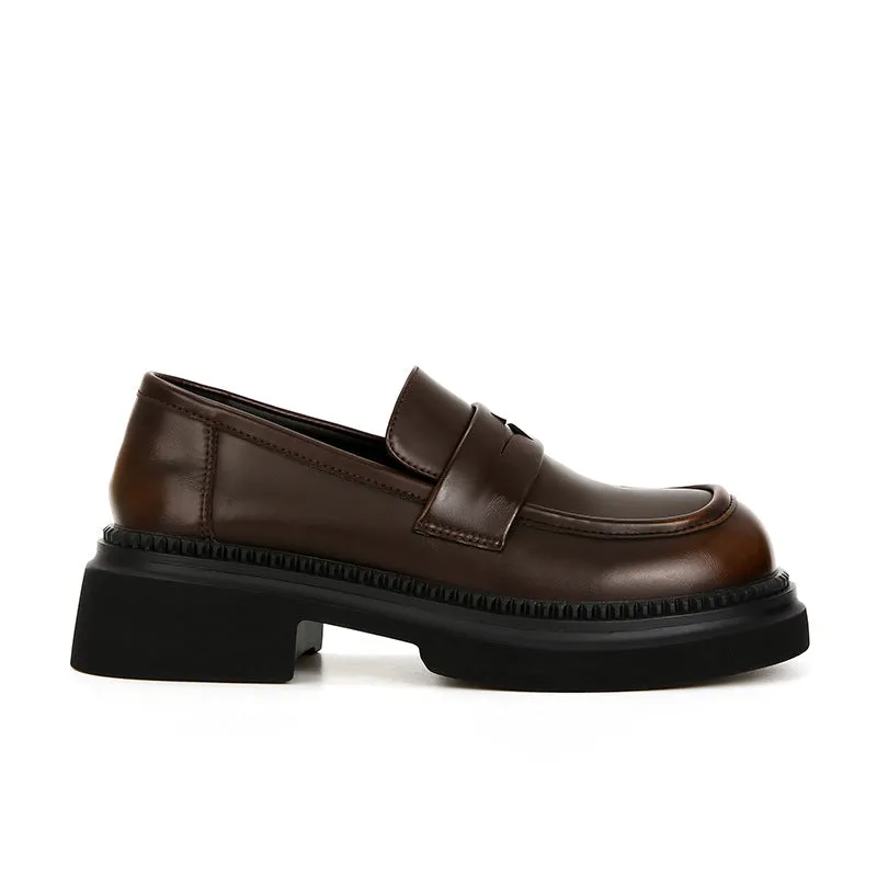 Women's Genuine Leather Loafers Thick Sole Soft Sole Vintage Shoes