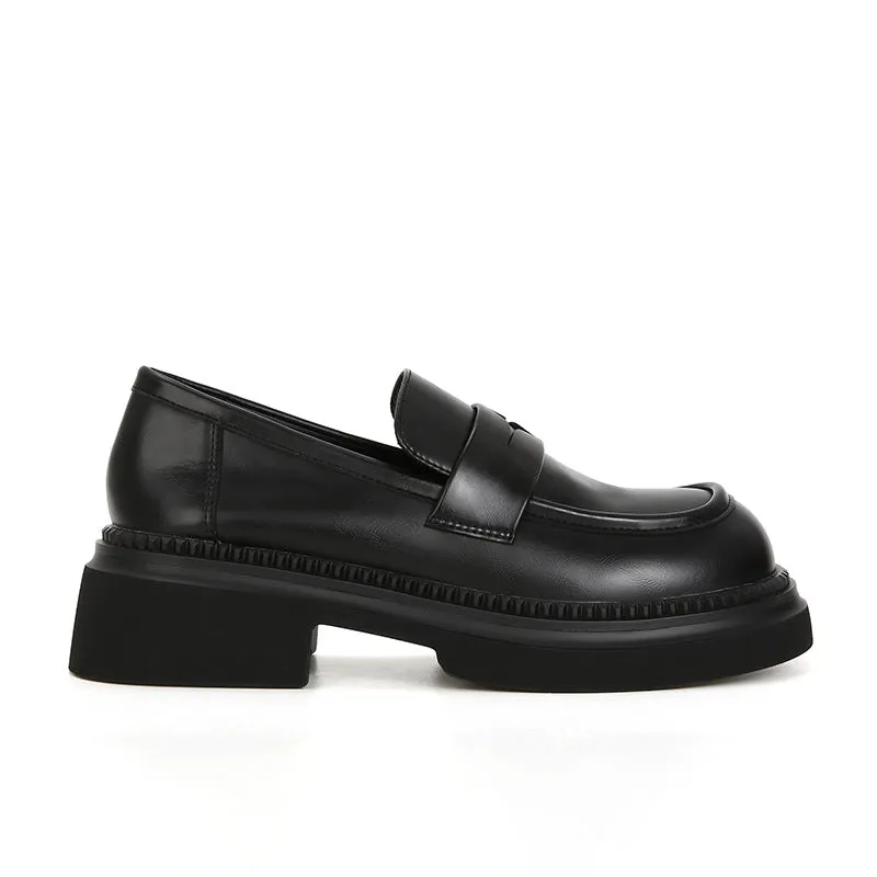 Women's Genuine Leather Loafers Thick Sole Soft Sole Vintage Shoes