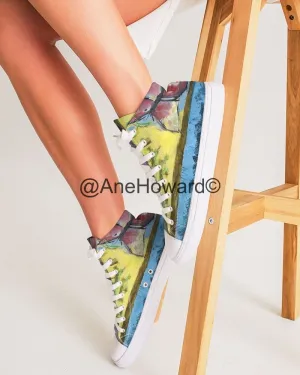 Women's Hightop Canvas Shoe Papillons and Fern
