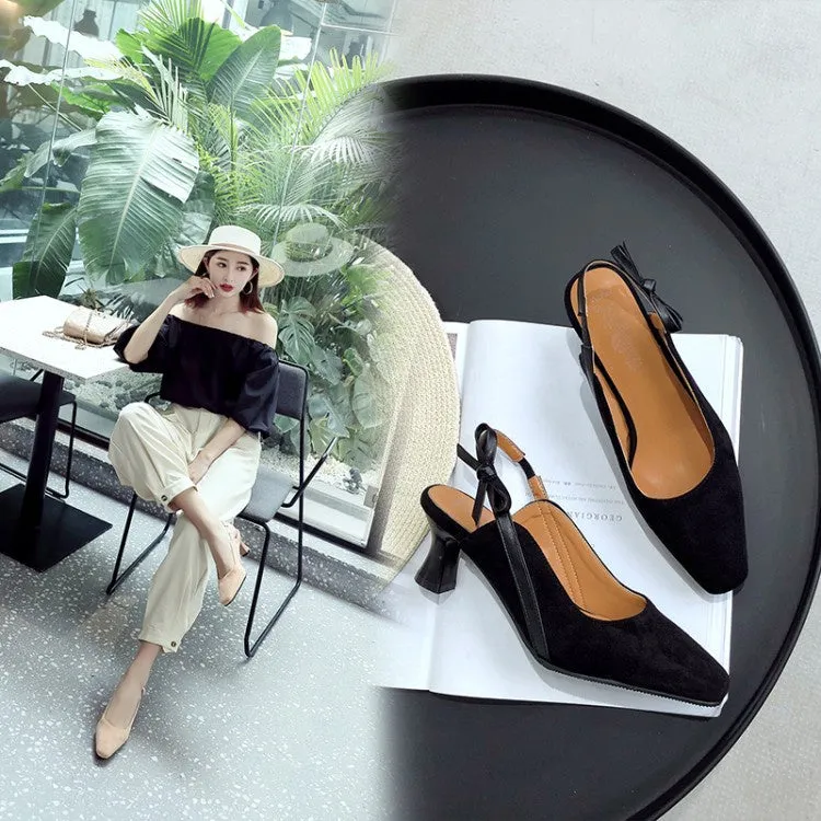 Women's Knot Slingbacks High Heel Chunky Sandals