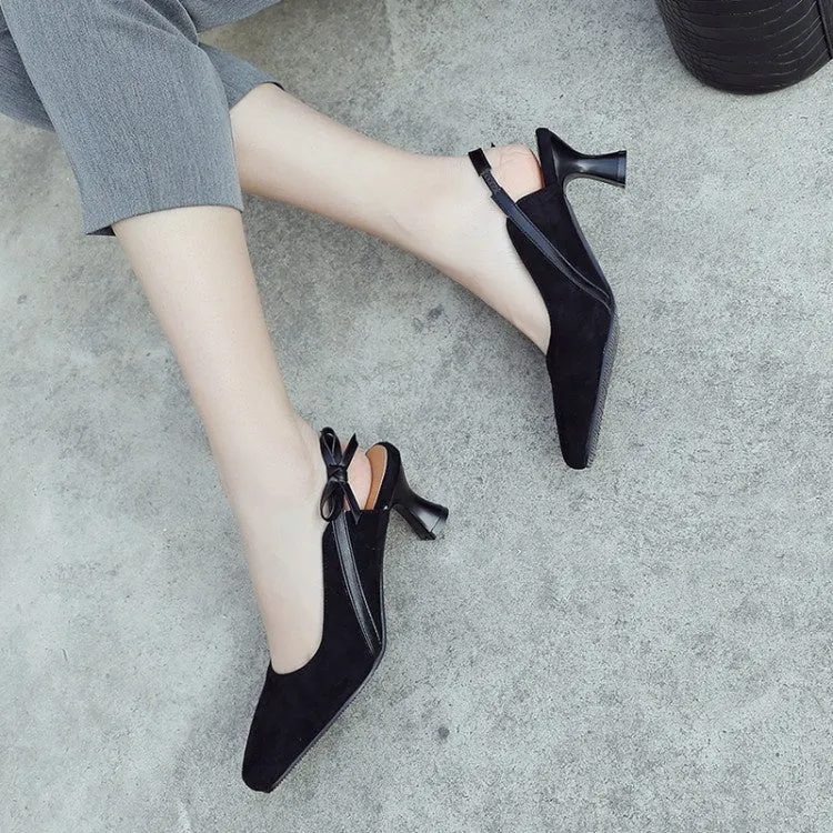 Women's Knot Slingbacks High Heel Chunky Sandals