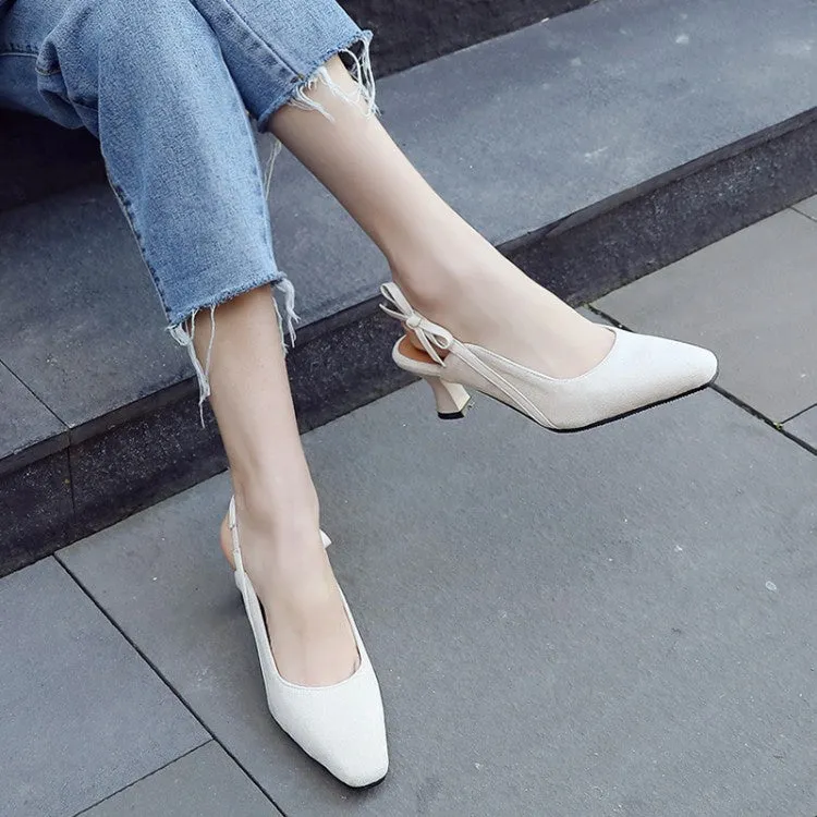 Women's Knot Slingbacks High Heel Chunky Sandals