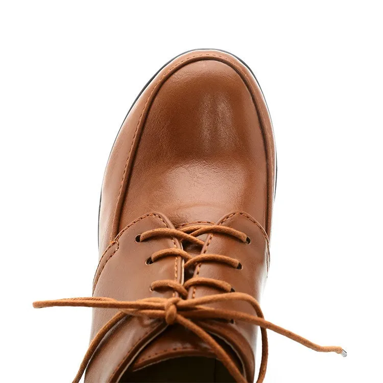 Women's Lace Up Platform Chunky High Heels Shoes
