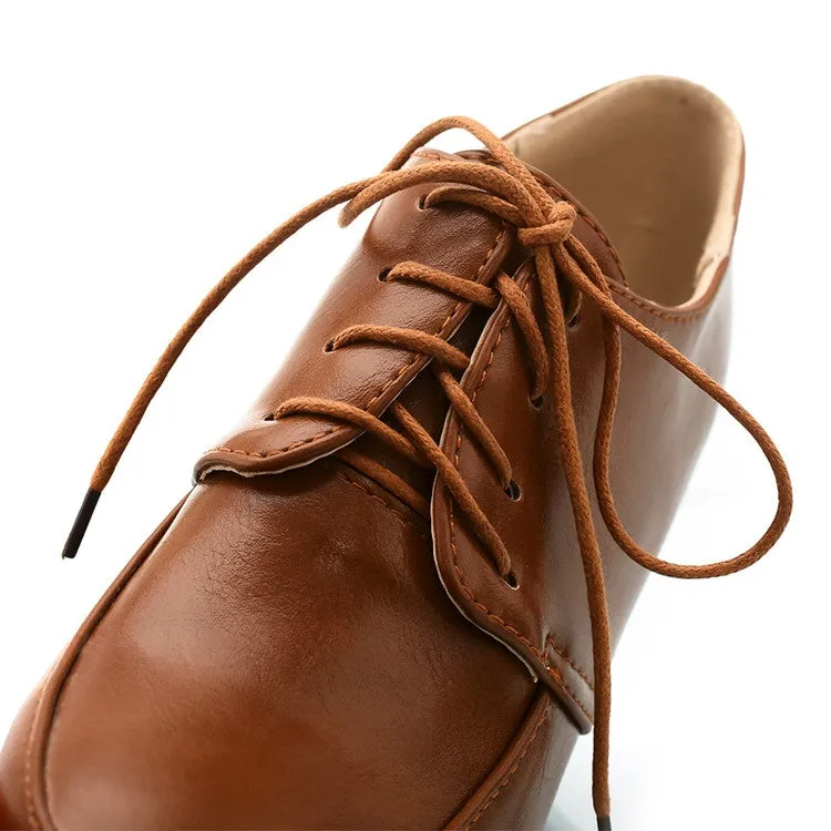 Women's Lace Up Platform Chunky High Heels Shoes