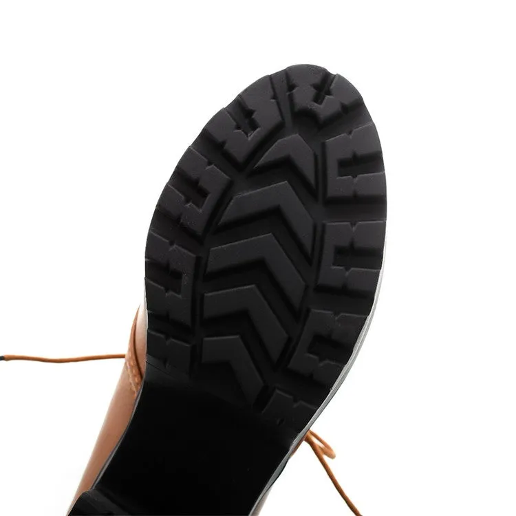 Women's Lace Up Platform Chunky High Heels Shoes