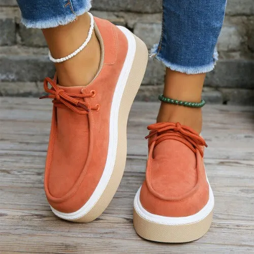 Women's lace-up sneakers with a thick sole